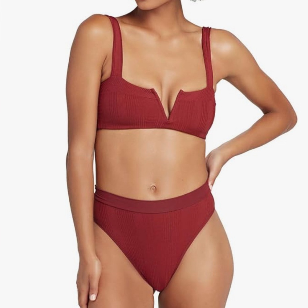 NWOT L*Space Pointelle Ribbed Cabana Bikini DD Large